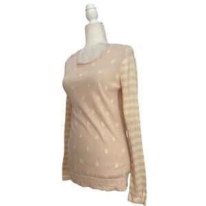 Clements Ribeiro Sweater Extra Fine Merino Wool Jumper Polka Dot Striped Pink